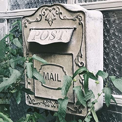 Wall-Mount Mailbox Mailbox Classic Wall Mounted Mailbox American Style Letterbox Vintage Outdoor Mail Drop Box Iron Postbox for House Office