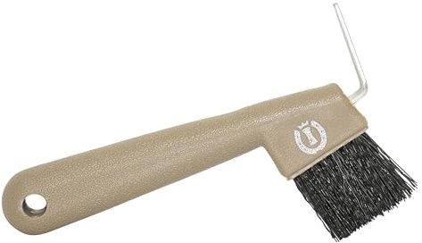 Imperial Riding Hufkratzer IRH Impulz, robuster Hufkratzer mit Metallhaken und Reinigungsbürste, ergonomischer Hufauskratzer für gründliche Hufpflege & stylischen Stall-Look, Cappuccino