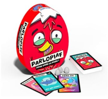 Megableu - PARLOPIAF - Lustiges Gesellschaftsspiel für Erwachsene & Kinder ab 8 Jahren - Stimmungskartenspiel - Finden Sie Ihren Partner zum Eiergewinnen - 3 bis 6 Spieler - Geschenkidee