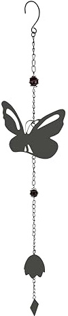 Windspiel aus Metall, Schmetterling, 90 cm, entspannender Klang, anthrazit, Dekoration für den Außenbereich für Garten oder Terrasse