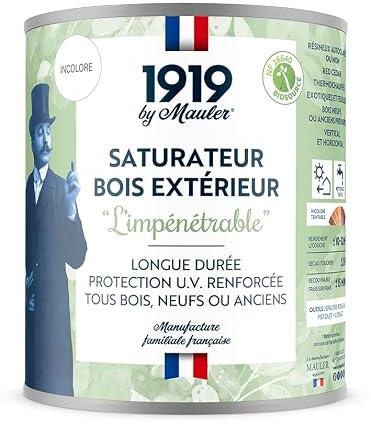 MAULER - Saturateur terrasse Biosourcé - L'Impénétrable incolore 5L | Imperméabilise le bois, protection UV, tache, pollution - NF 16640 - Manufacture Mauler depuis 1919
