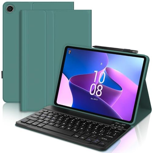 SENGBIRCH Custodia con Tastiera per Lenovo Tab M10 Plus (3rd Generazione) 10.6 2022, Cover con Tastiera Layout Italiano Rimovibile Magnetica Wireless Bluetooth per Lenovo M10 Plus, Verde Scuro