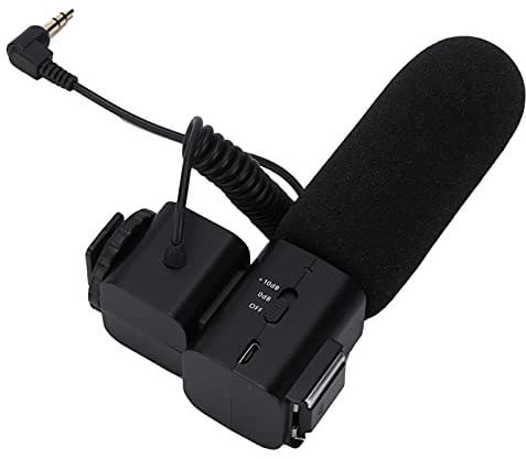 Qukaim Microfono a fucile intervista con attacco a slitta fredda per fotocamere Canon/Nikon, design superdioide, ideale per interviste e registrazione video