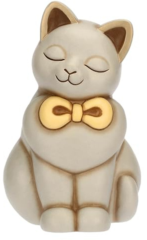 Thun Gatto Momi con Fiocco, Grande, Ceramica, Collezione Altro novità 2025, 12,5 x 12,9 x 20,3 cm