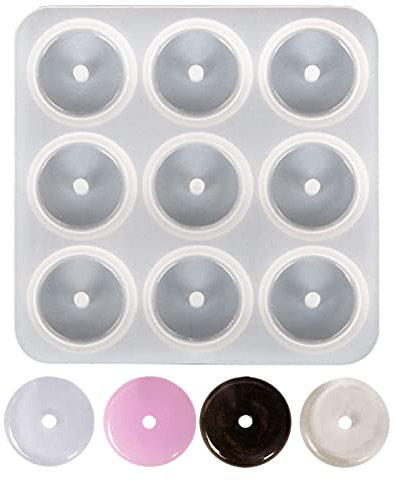 Antiaderente 3D Hollow Round Mold Imitazione Giada Ciondolo Silicone Stampo Resina Casting Mold per Portachiavi Gioielli