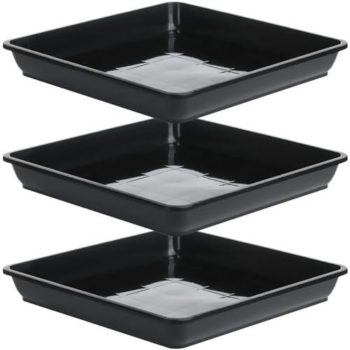 WEGJYKY Square Plant Pot Saucers 3PCS 30cm Plastic Square Plant Tray Plant Water Catcher Tray for Bonsai Flowers Succulent Pot Gardening Supplies Large