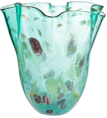 GILDE GLAS art Vase Spring aus Glas - grün - Höhe 26cm x Breite 24cm - dekoratives Design - wasserdichte Dekovase