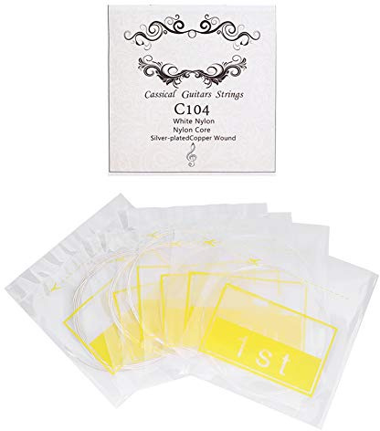 XUXHOU Cordons de Guitare Classiques Ensemble de Remplacement Professionnel avec des Enroulements en Cuivre Nylon à Haute densité et en Cuivre plaqué en Argent pour les Guitares Classiques.