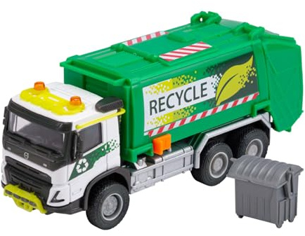 Majorette Auto Volvo FMX Truck Garbage Collector (19 cm) - großes Müllauto mit Metall-Kabine, Freilauf & Zubehör, Spielzeug-Müllabfuhr für Kinder ab 3 Jahre