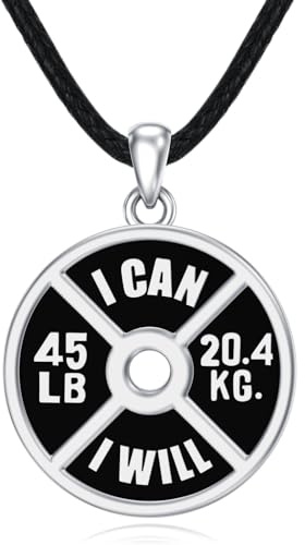 HUKKUN Gewicht Heben Halskette 925 Sterling Silber Workout Anhänger Halskette Fitnessstudio Schmuck übung Geschenke Für Männer Hantel Barbell