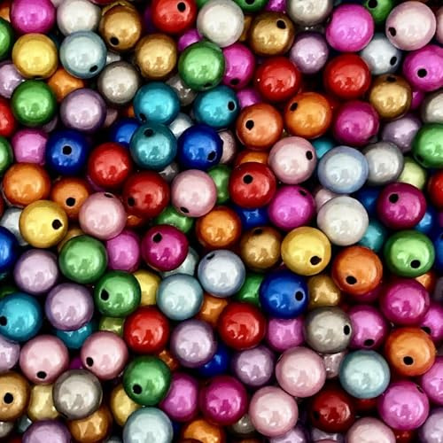 180 Stück 8mm Bunte Regenbogen-Perlen (ABS-Material), Magic-Perlen für Armbänder & Kreative Projekte (8mm, Bunt)