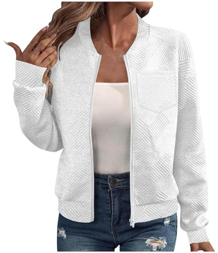 KOG Bomberjacke Damen Herbstjacke Warme Wintermantel Wanderjacke Einfarbige Kleidung Frauen übergangsjacke Elegante Sweatjacke Retro Kapuzenjacke Teenager Daunenjacken Warm Festival Jacke Cordjacke
