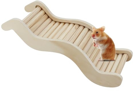 LuckyOpt Holz Hamster Klettern Spielzeug, lustige Leiter Brücken Käfig Dekoration, Hamster Käfig Zubehör Hamsterbrücke Sand Ratten Ratten und andere kleine Tiere (M)
