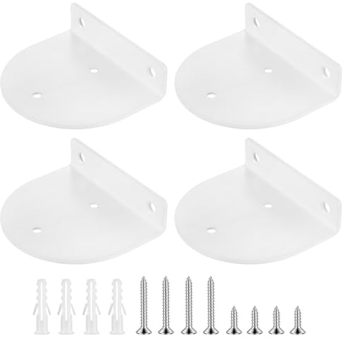 4 pcs White Floating Shelf Brackets, Metal Brackets for Wood and wall | Heavy-Duty, Invisible, Semicircular Metal Concealed Shelf Brackets for Storage Shelves and Bookshelf Support Brackets