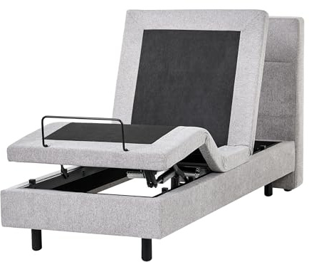 Beliani Polsterbett elektrisch verstellbar hellgrau 80x200 cm mit Fernbedienung Viceroy