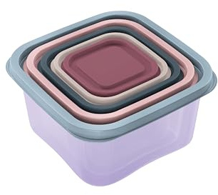 nestive home Food Storage Containers with Lids – 5 in 1 Plastic Container Set, BPA Free, Microwave, Freezer & Dishwasher Safe, Reusable Kitchen Storage, (160ml, 300ml, 500ml, 885ml & 1.5L)