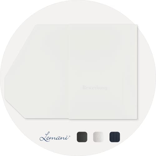 4 Stück 4-teilige Bewerbungsmappen Lemani® PREMIUM in 'pearl white' mit 2 Klemmschienen - Premium-Qualität mit unverwechselbarer Haptik und hochwertiger Prägung 'Bewerbung'