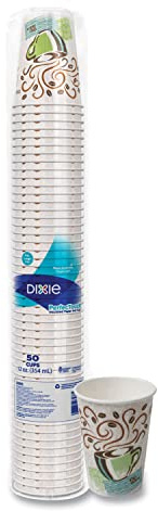 Dixie Hot Cups, Paper, 12oz, Coffee Dreams Design, 50/Pack