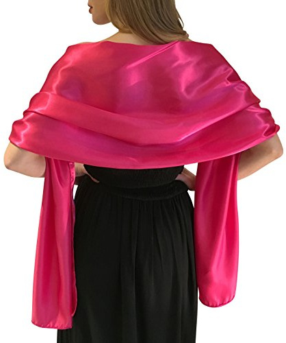 Central Chic Stunning Silky Satin Bridal Wrap Stole Shawl Pashmina Scarf Weddings Brides (L-XL, Hot Pink)