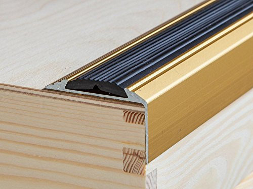 ANODISED Aluminium Anti Non Slip Stair Edge Nosing Trim 1200mm x 46mm x 30mm, A38, Gold,