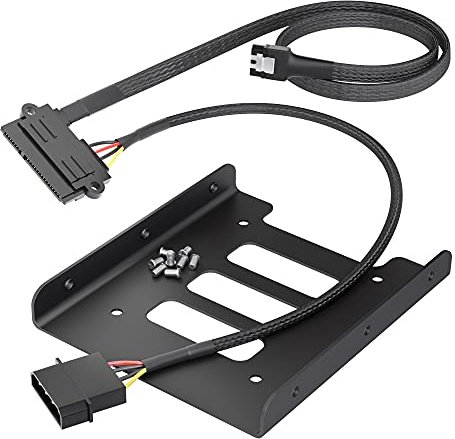 KabelDirekt – cadre de montage SSD/HDD + 30cm câble d’alimentation SATA 22 broches vers Molex 4 broches et 60cm câble de données SATA 3 6 Gbit/s 7pin + 8x vis (cruciformes)