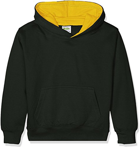 AWDis Boy's KIDS VARSITY HOODIE Hoodie, Multicoloured (Forest Green/Gold), Medium (Manufacturer Size: 7/8 Y)