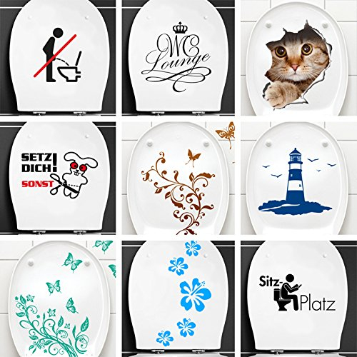 Wandaro W3379 Wandtattoo Verschiedene WC Aufkleber Motiv 13 azurblau