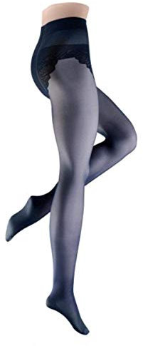 Wilox Damen Stützstrumpfhose mit atmungsaktiver meryl Nexten® Sohle und Bikini Höschenteil Fein CHICAGO 30 den, S 38-40, marine