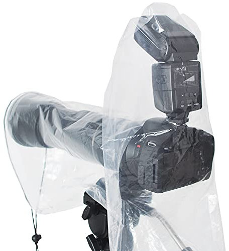 JJC 6 pieces Camera Rain Cover Protector for Canon Nikon and Other Digital SLR Cameras with lens & Flash - length and width up to 14''x7''/ 35x17.5cm, Transparent Camera Rain Coat Rain Sleeve - type B