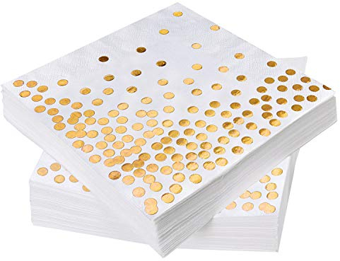 iZoeL 60 Servietten Partyservietten Gold Dots 33 x 33cm 3-lagig Geburtstag Foiled Papierservietten Paper Napkins für Party Hochzeit Weihnachten silvester