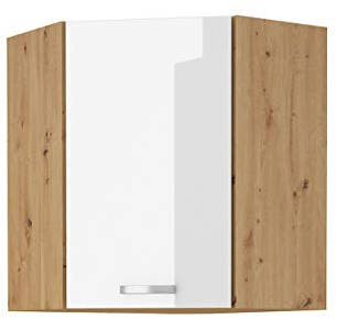 Eckhängeschrank 60x60 Eiche Artisan Weiß Hochglanz Küchenzeile Küchenblock Küche
