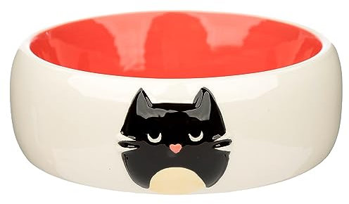 Puckator Feline Fine Cat Pink Ceramic Pet Food Water Bowl - Dog Cat Bowls - Pet Bowl - Feeding & Watering Supplies For Cats - Cat Essentials - Feeding Food Bowls for Cats Dogs - Ceramic Bowl
