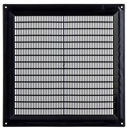 Steinberg14 Rejilla de Ventilación Rectangular de 250x250 mm de Plástico Negro - Registro de Extracción de Aire con Brida - Cubierta de Ventilación Interna para Pared y Techo
