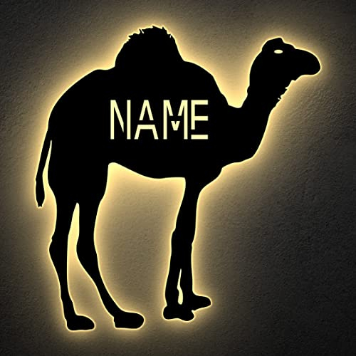 Kamel LED Deko Schlummerlicht Nachtlicht Spielzeug Tier ,personalisiert mit Wunsch Namen Lasergravur Abendlicht Schlafzimmer Wohnzimmer Geschenk