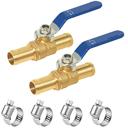 Hooshing 2 Stück Messing 5/8 Zoll Schlauch Barb Absperrventil Mini Kugelhahn Rohr Rohr Armatur Wasserleitung Luft Kraftstoffleitung Öl
