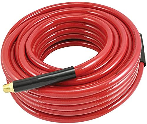 Dynamic Power-3/8 in x 50 ft PVC Air Hose with 1/4 NPT Male Fittings- Max Pressure 300PSI (Grease/Oil And Abrasion Resistant)