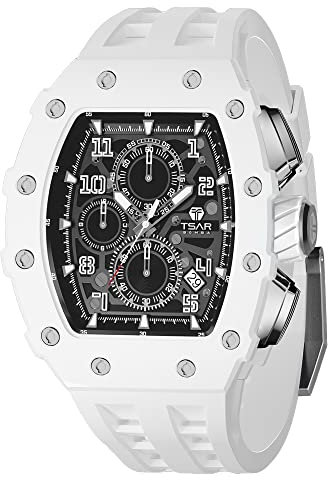 TSAR BOMBA Herrenuhr Uhren Herren Wasserdicht Quarz Herrenuhren Chronograph m?nner Armbanduhr für Herren Eleganz Edelstahlgeh?use/Kohlefaser/Diamantgeh?use/Harz/Business/Sport/Outdoor/Indoor