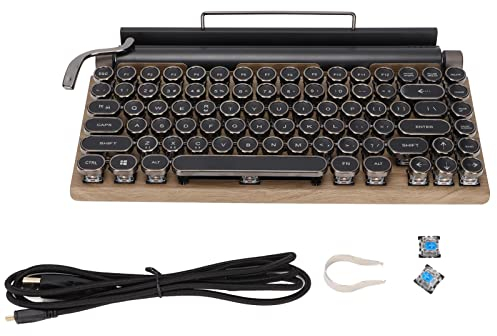 Annadue Retro Typewriter Keyboard,Vintage Polka Dot Retro Compact,Wireless Bluetooth Mechanical for Desktop PC/Laptop Mac/Phone,83 Keys,Blue Switch
