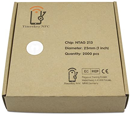 NTAG213 NFC Tags Aufkleber 25 mm NFC Aufkleber Ntag213 Chips NFC 213 Tags 144 Byte Speicher kompatibel mit Android iPhone und anderen NFC-fähigen Geräten