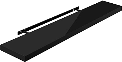 WOLTU Volato RG9483sz Wall Floating Shelf High Gloss Black CD DVD Shelf Bookshelf Wooden Board 110x22.9x3.8cm