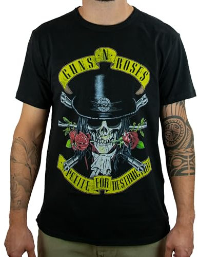 Amplified T-shirt unisexe - Guns N Roses - Avec tête de mort - Noir, Noir , XL