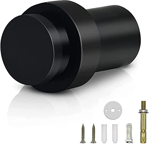 KOLAKO Door Stop, Floor Door Stopper Black for Bottom of Door, 2Inch Heavy Duty Commercial Cylindrical Door Wedge Wall Protector Modern Floor Doorstop with Rubber Bumper
