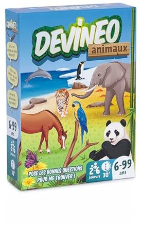 DEVINEO - Jeux de société Enfant 6 Ans et + Jeu de Cartes de devinettes et de Questions Animaux Fille et garçon - Amusant et éducatif en Famille - À la Maison ou en Vacances