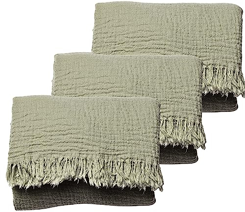 Musselin-Handtücher für Erwachsene – erschwingliches 3er-Pack – 100% türkischer Bio-Baumwoll-Musselin-Stoff – für Bad, Strand, Überwurf, Laken, Spa – Hamamtücher (Mintgrün)