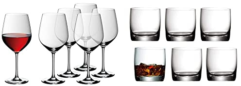 WMF Weinglas Rotweingläser Burgunder 6er Set easy Plus 23,5cm 700ml Kelch hochwertig edel Kristallglas & Whiskeyglas Tumbler Whiskybecher-Set 6-teilig easy Kristallglas 300ml