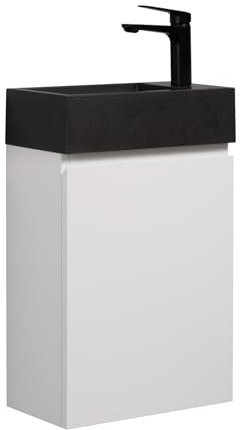 WC Badmöbel Angela 40x22 cm Matt Weiß - Schrank Schwarze Waschbecken Badezimmer Toilette
