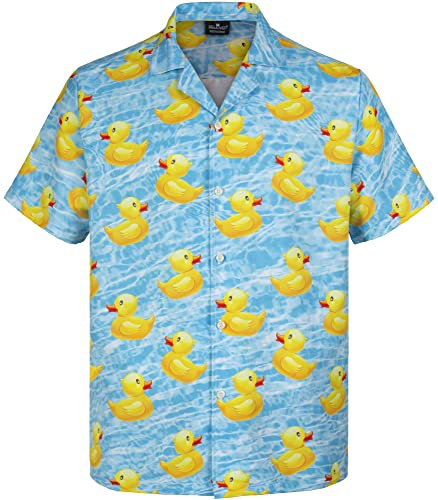 MIKENKO 80er 90er Jahre Hawaii-Hemd für Herren, lustiges Button-Down-Shirt, große und große Kurze Ärmel, Button-Up-Shirts für Männer und Frauen, Badeente 01, 4X-Groß