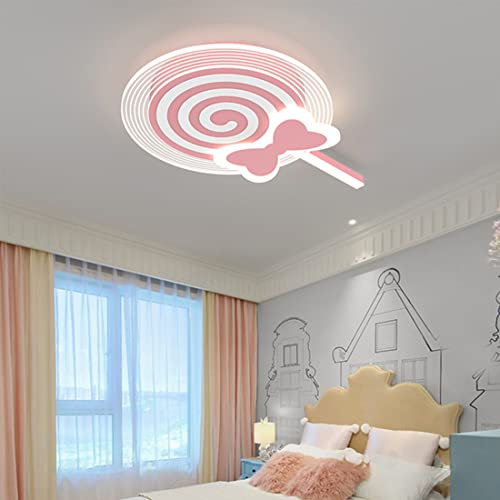 Kinderzimmer LED Dimmbar Deckenlampe Rosa Bonbon Deckenleuchte mit Fernbedienung 60cm Rund Kreativ Kinderlampe Schlafzimmer Wohnzimmer Mädchenzimmer Esszimmer Arbeitszimmer Gästezimmer Kronleuchter