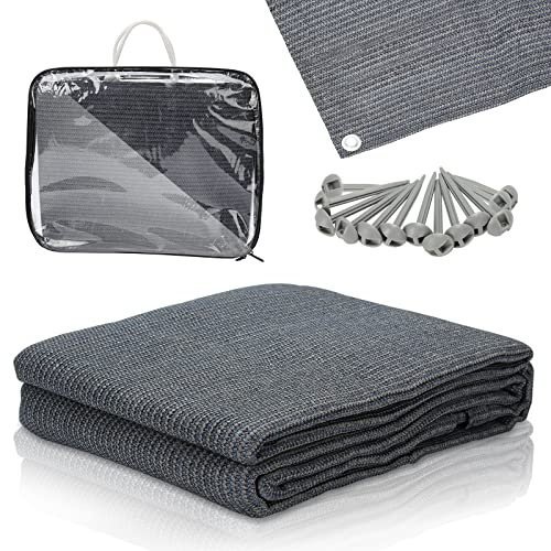 Ansobea 250x500cm Alfombra para toldo, Alfombra para Tienda de campaña Transpirable, Antideslizante, Lavabla, con 12 Agujeros, 13 Clavijas y Bolsa de Transporte(Gris Azulado)