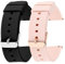 cobee Lot de 2 bracelets de montre en silicone étanches à dégagement rapide avec boucle en acier inoxydable noir ou argenté compatible avec les de sport pour montre intelligente (18 mm, noir et rose)